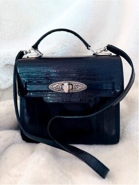 Vintage Brighton Leather Structured Box-style Satchel Crossbody Bag